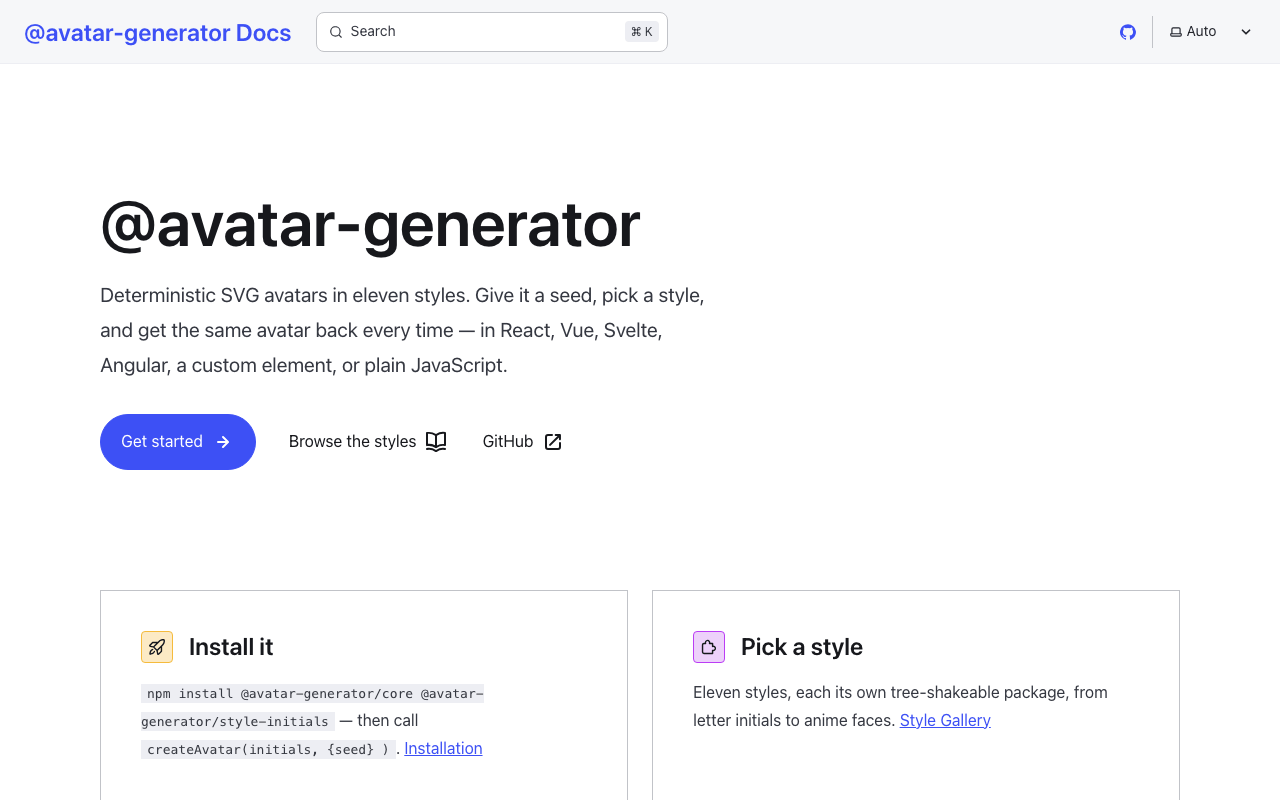 Screenshot of @avatar-generator